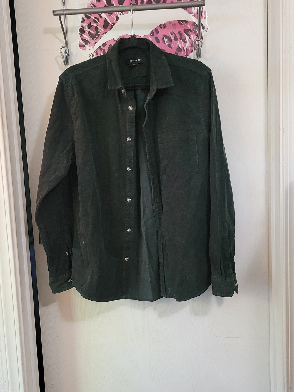 Corduroy Button-Up Jacket Shirt - Dark Green
